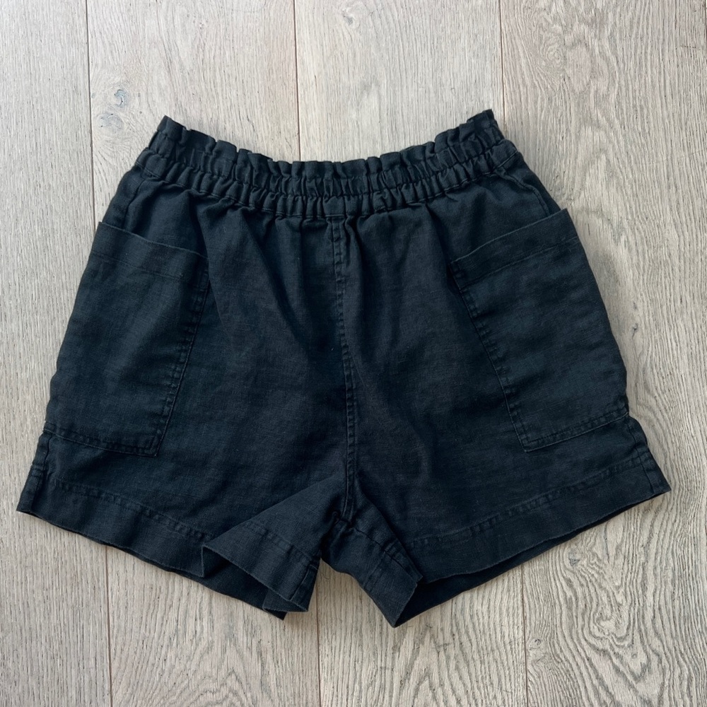 Rails Women's Size S 100% Linen Shorts in Summer Black Pockets $128